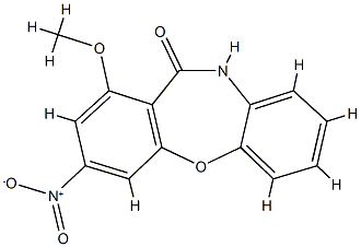 3-nitro-1-methoxydibenzo[b,f][1,4]oxazepin-11(10H)-one Struktur