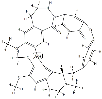 (26aS)-2,3,12,13,26,26a-Hexahydro-19-hydroxy-5,6,32-trimethoxy-1-methyl-8,11:22,25-dietheno-10,15-methano-16,20-metheno-1H,20H-pyrido[2,3,4-uv][1,15,8]benzodioxaazacyclotricosin-30-one Struktur