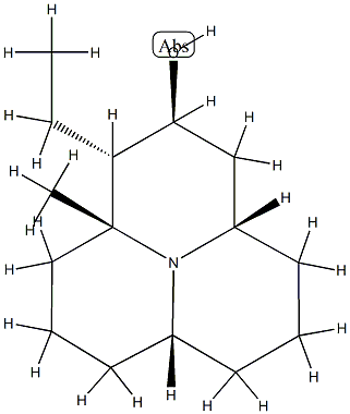 (1S,3aβ,6aβ)-Dodecahydro-1α-ethyl-9aβ-methylpyrido[2,1,6-de]quinolizin-2β-ol Struktur