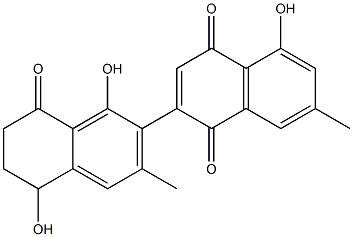 (+)-6',7'-Dihydro-1',5,5'-trihydroxy-3',7-dimethyl-2,2'-binaphthalene-1,4,8'(5'H)-trione Struktur