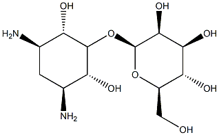 (-)-5-O-(β-D-manno-Hexopyranosyl)-2-deoxy-L-streptamine Struktur