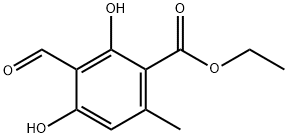 2,4-Dihydroxy-3-formyl-6-methylbenzoic acid ethyl ester Struktur