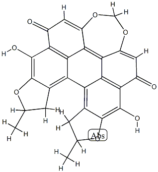 10,11,12,13-Tetrahydro-1,7-dihydroxy-10,13-dimethyldifuro[2',3':5,6:3'',2'':7,8]perylo[1,12-def][1,3]dioxepin-8,15-dione Struktur