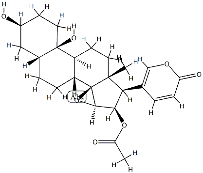 16β-Acetoxy-14,15β-epoxy-3β,10-dihydroxy-19-nor-5β-bufa-20,22-dienolide Struktur