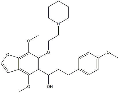 4,7-Dimethoxy-α-[2-(4-methoxyphenyl)ethyl]-6-[2-(1-piperidinyl)ethoxy]-5-benzofuranmethanol Struktur