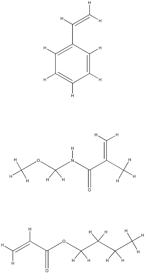 2-Propenoic acid, butyl ester, polymer with ethenylbenzene and N-(methoxymethyl)-2-methyl-2-propenamide Struktur