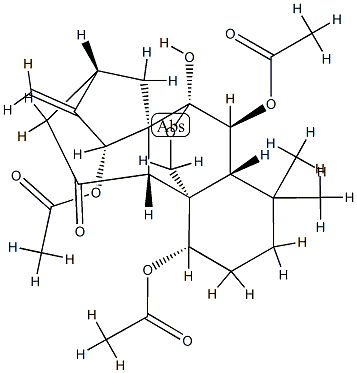 (15R)-1α,6β,15-Triacetoxy-7α,20-epoxy-7-hydroxykaur-16-en-11-one Struktur