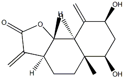 (3aS,9aβ,9bα)-3a,4,5,5a,6,7,8,9,9a,9b-Decahydro-6α,8α-dihydroxy-5aα-methyl-3,9-bis(methylene)naphtho[1,2-b]furan-2(3H)-one Struktur