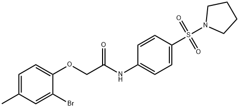 2-(2-bromo-4-methylphenoxy)-N-[4-(1-pyrrolidinylsulfonyl)phenyl]acetamide Struktur