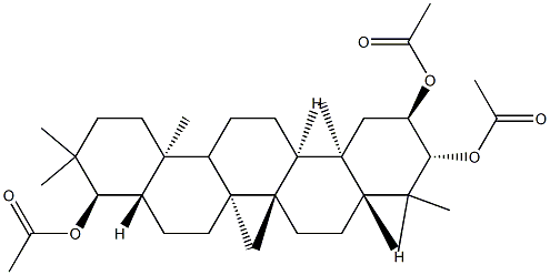 (8α,9β,13α,14β,17α,18β)-21,21-Dimethyl-29,30-dinorgammacerane-2α,3β,22α-triol triacetate Struktur