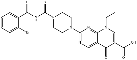 2-(4-{[(2-bromobenzoyl)amino]carbothioyl}-1-piperazinyl)-8-ethyl-5-oxo-5,8-dihydropyrido[2,3-d]pyrimidine-6-carboxylic acid Struktur