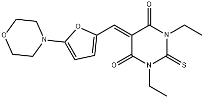 1,3-diethyl-5-{[5-(4-morpholinyl)-2-furyl]methylene}-2-thioxodihydro-4,6(1H,5H)-pyrimidinedione Struktur