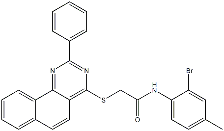 N-(2-bromo-4-methylphenyl)-2-[(2-phenylbenzo[h]quinazolin-4-yl)sulfanyl]acetamide Struktur