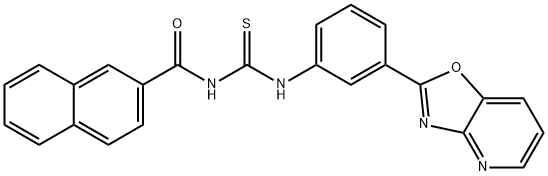 N-(2-naphthoyl)-N'-(3-[1,3]oxazolo[4,5-b]pyridin-2-ylphenyl)thiourea Struktur