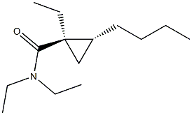 Cyclopropanecarboxamide, 2-butyl-N,N,1-triethyl-, (1R,2R)-rel- (9CI) Struktur