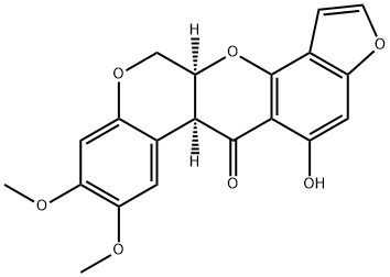 [6aS,(+)]-12,12aα-Dihydro-5-hydroxy-8,9-dimethoxy-[1]benzopyrano[3,4-b]furo[3,2-h][1]benzopyran-6(6aαH)-one Struktur