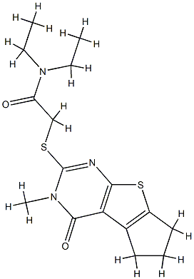 N,N-diethyl-2-[(3-methyl-4-oxo-3,5,6,7-tetrahydro-4H-cyclopenta[4,5]thieno[2,3-d]pyrimidin-2-yl)sulfanyl]acetamide Struktur