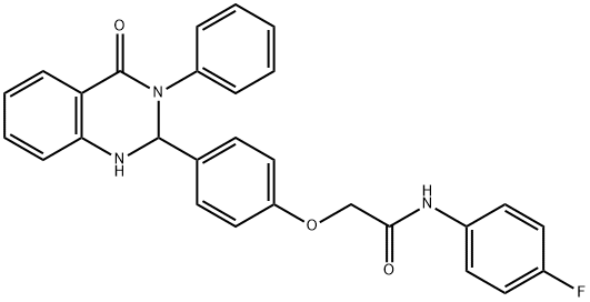 N-(4-fluorophenyl)-2-[4-(4-oxo-3-phenyl-1,2,3,4-tetrahydro-2-quinazolinyl)phenoxy]acetamide Struktur