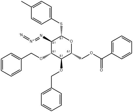 4-Methylphenyl-2-azido-2-deoxy-3,4-bis-O-(phenylmethyl)-1-thio-beta-D-glucopyranoside6-benzoate Struktur