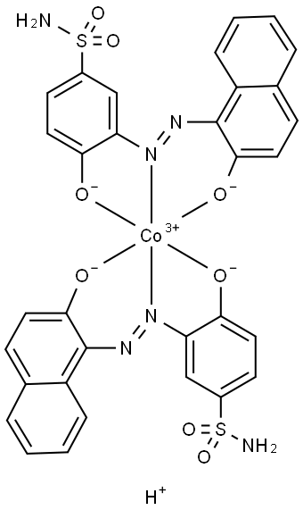 hydrogen bis[4-hydroxy-3-[(2-hydroxy-1-naphthyl)azo]benzenesulphonamidato(2-)]cobaltate(1-) Struktur