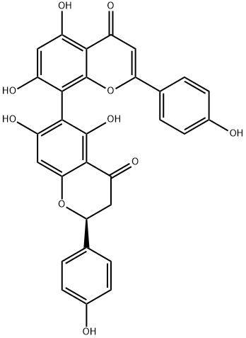 (2S)-2,3-Dihydro-5,5',7,7'-tetrahydroxy-2,2'-bis(4-hydroxyphenyl)-6,8'-bi(4H-1-benzopyran)-4,4'-dione Struktur