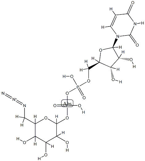 Uridine 5'-(trihydrogen diphosphate) P'-(6-azido-6-deoxy-alpha-D-glucopyranosyl) ester Struktur