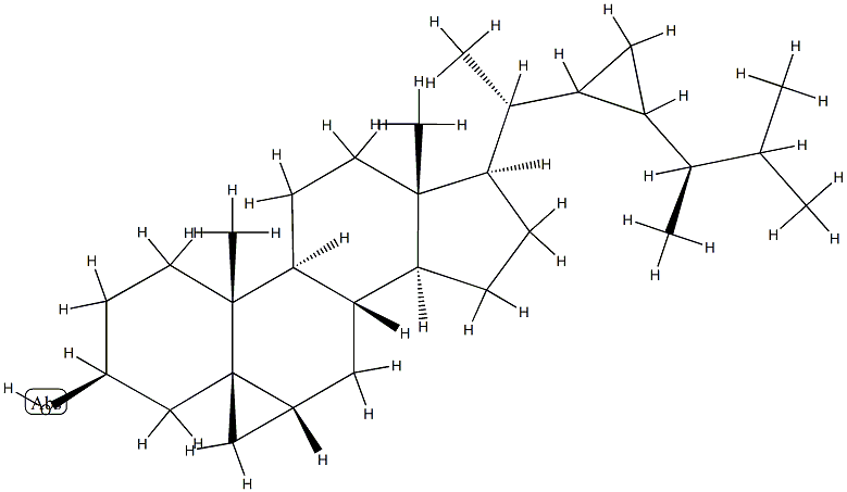 (5β,6α,22ξ,23ξ)-3',6-Dihydro-33-norcyclopropa[5,6]gorgostan-3β-ol Struktur