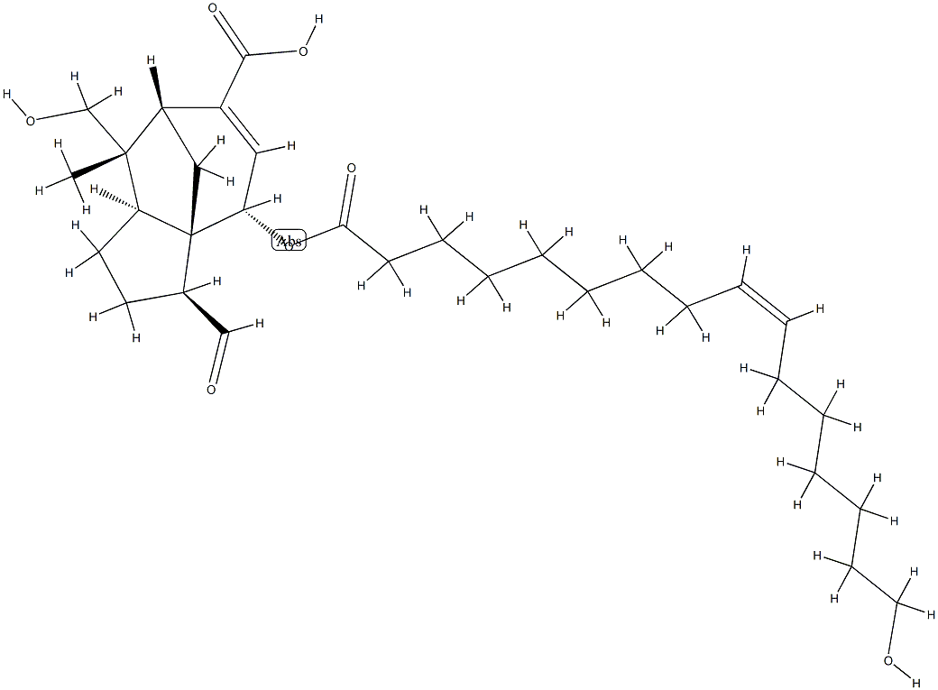 (3S)-3-Formyl-2,3,4,7,8,8aβ-hexahydro-8β-(hydroxymethyl)-4β-[[(Z)-16-hydroxy-1-oxo-9-hexadecenyl]oxy]-8α-methyl-1H-3aα,7α-methanoazulene-6-carboxylic acid Struktur