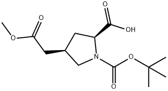 (2S,4R)-1-(TERT-BUTOXYCARBONYL)-4-(2-METHOXY-2-OXOETHYL)PYRROLIDINE-2-CARBOXYLIC ACID Struktur