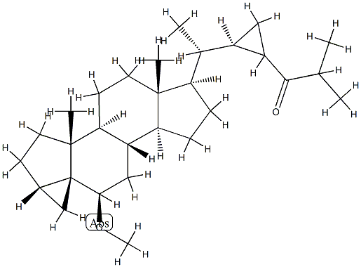 6β-Methoxy-3β,5α-cyclo-28,33-dinorgorgost-24-one Struktur