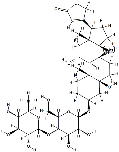 3β-[[4-O-(6-Deoxy-β-D-glucopyranosyl)-β-D-glucopyranosyl]oxy]-5,11α,14-trihydroxy-5β,14β-card-20(22)-enolide Struktur