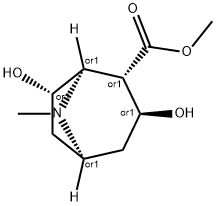 8-Azabicyclo[3.2.1]octane-2-carboxylic acid, 3,7-dihydroxy-8-methyl-, methyl ester, (1R,2S,3S,5S,7S)-rel- (9CI) Struktur