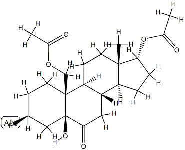 17α,19-Bis(acetyloxy)-3β-fluoro-5-hydroxy-5β-androstan-6-one Struktur