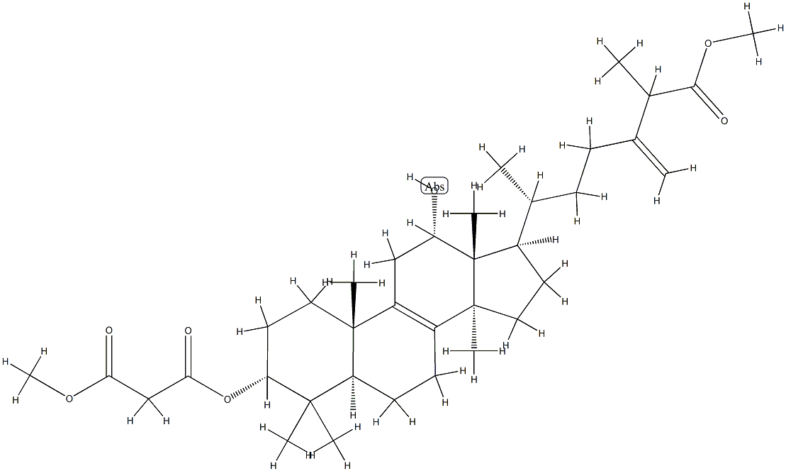 12α-Hydroxy-3α-(3-methoxy-1,3-dioxopropoxy)-24-methylene-5α-lanost-8-en-26-oic acid methyl ester Struktur