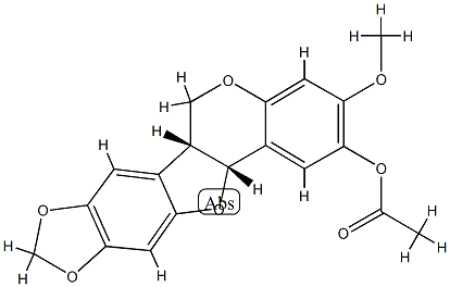 (6aR,12aR)-6aα,12aα-Dihydro-3-methoxy-6H-[1,3]dioxolo[5,6]benzofuro[3,2-c][1]benzopyran-2-ol acetate Struktur