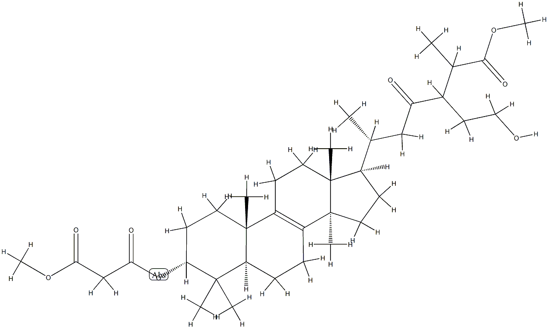 24-(2-Hydroxyethyl)-3α-(3-methoxy-1,3-dioxopropoxy)-23-oxo-5α-lanost-8-en-26-oic acid methyl ester Struktur