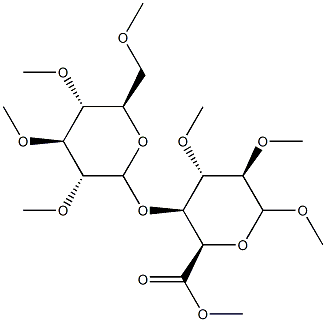 Methyl 2-O,3-O-dimethyl-4-O-(2-O,3-O,4-O,6-O-tetramethyl-α-D-glucopyranosyl)-D-glucopyranosiduronic acid methyl ester Struktur