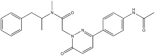 (-)-N-Methyl-N-(α-methylphenethyl)-3-(p-acetylaminophenyl)-6-oxo-1(6H)-pyridazineacetamide Struktur