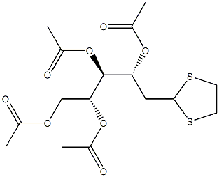 3-O,4-O,5-O,6-O-Tetraacetyl-2-deoxy-D-arabino-hexose 1,2-ethanediyl dithioacetal Struktur