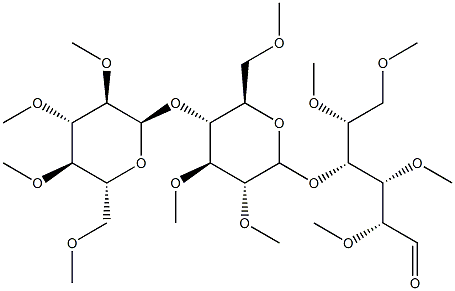 4-O-[4-O-(2-O,3-O,4-O,6-O-Tetramethyl-α-D-glucopyranosyl)-2-O,3-O,6-O-trimethyl-α-D-glucopyranosyl]-2-O,3-O,5-O,6-O-tetramethyl-D-glucose Struktur