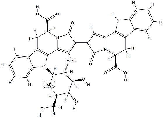 (5S)-2-[(2E,5S)-5-Carboxy-6,11-dihydro-3-oxo-3H-indolizino[8,7-b]indol-2(5H)-ylidene]-11-(β-D-glucopyranosyl)-2,5,6,11-tetrahydro-3-oxo-3H-indolizino[8,7-b]indole-5-carboxylic acid Struktur