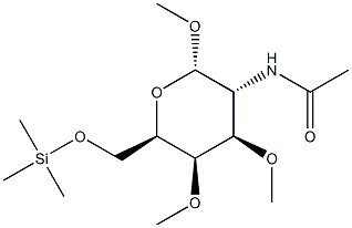 Methyl 2-(acetylamino)-3-O,4-O-dimethyl-6-O-(trimethylsilyl)-2-deoxy-α-D-galactopyranoside Struktur