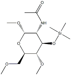 Methyl 2-(acetylamino)-4-O,6-O-dimethyl-3-O-(trimethylsilyl)-2-deoxy-α-D-glucopyranoside Struktur