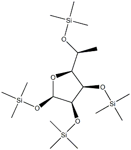 1-O,2-O,3-O,5-O-Tetrakis(trimethylsilyl)-6-deoxy-β-L-mannofuranose Struktur