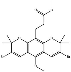 3,7-Dibromo-5-methoxy-2,2,8,8-tetramethyl-2H,8H-benzo[1,2-b:5,4-b']dipyran-10-propanoic acid methyl ester Struktur