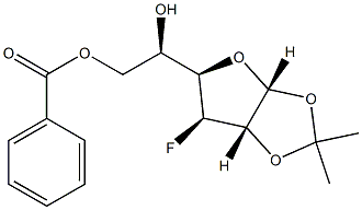 6-O-benzoyl-3-deoxy-3-fluoro-1,2-O-isopropylidene-alpha-D-glucofuranose Struktur