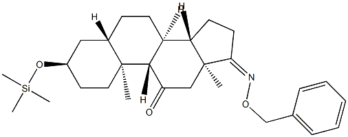 3α-(Trimethylsiloxy)-17-(phenylmethoxyimino)-5α-androstan-11-one Struktur