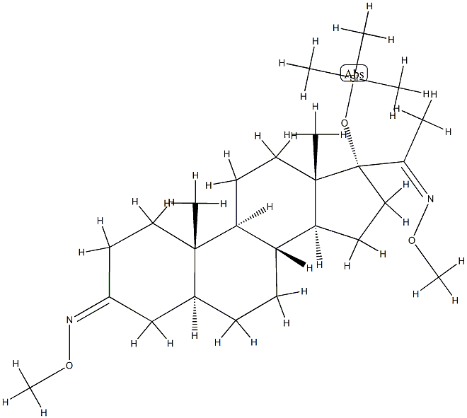 17-(Trimethylsiloxy)-5α-pregnane-3,20-dione bis(O-methyl oxime) Struktur