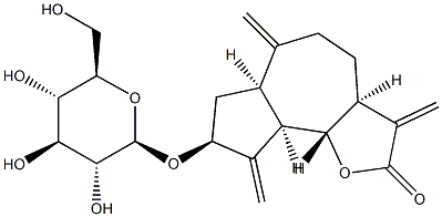 (3aS)-3a,4,5,6,6aβ,7,8,9,9aβ,9bα-Decahydro-8α-(β-D-glucopyranosyloxy)-3,6,9-tris(methylene)azuleno[4,5-b]furan-2(3H)-one Struktur