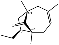 Bicyclo[4.2.1]non-3-en-9-one, 7-ethyl-1,3,6-trimethyl-, (1R,6R,7S)-rel- (9CI) Struktur